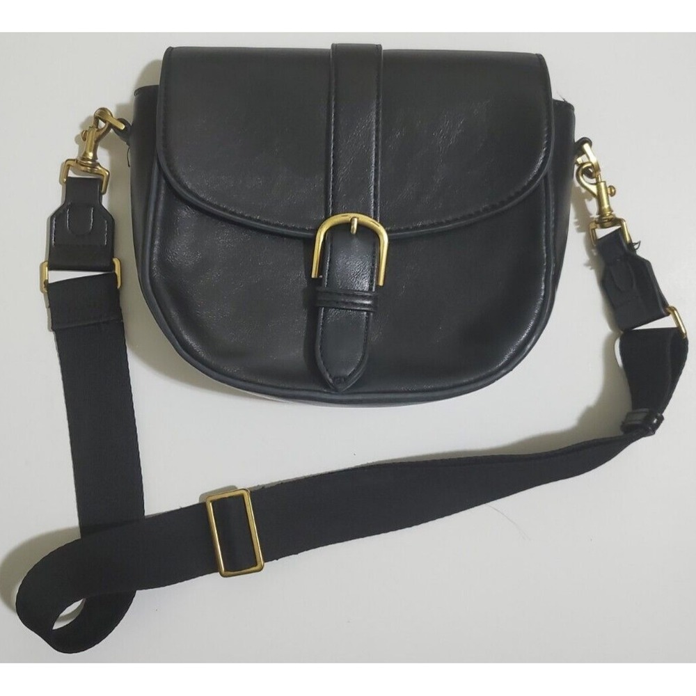 MNG Black Cross Body Bag Purse Faux Leather